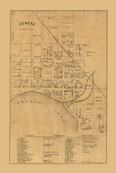 Geneva Village, Wisconsin 1857 Old Town Map Custom Print - Walworth Co.