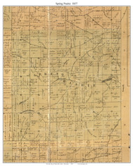 Spring Prairie, Wisconsin 1857 Old Town Map Custom Print - Walworth Co.