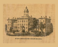 Deaf and Dumb Asylum, Delevan, Wisconsin 1857 Old Town Map Custom Print - Walworth Co.