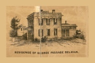 Passage Residence, Delavan, Wisconsin 1857 Old Town Map Custom Print - Walworth Co.