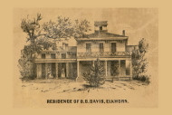 Davis Residence, Elkhorn, Wisconsin 1857 Old Town Map Custom Print - Walworth Co.