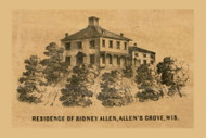 Allen Residence, Sharon, Wisconsin 1857 Old Town Map Custom Print - Walworth Co.