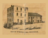 Birge's Mill, Whitewater, Wisconsin 1857 Old Town Map Custom Print - Walworth Co.