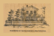Cheney Residence, Whitewater, Wisconsin 1857 Old Town Map Custom Print - Walworth Co.