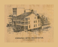 Exchange Hotel, Whitewater, Wisconsin 1857 Old Town Map Custom Print - Walworth Co.