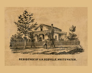 Scoville Residence, Whitewater, Wisconsin 1857 Old Town Map Custom Print - Walworth Co.