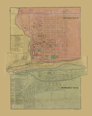 Bethlehem and Bethlehem South Villages, Pennsylvania 1860 Old Town Map Custom Print - Northampton Co.