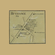 Butztown Village, Bethlehem Township, Pennsylvania 1860 Old Town Map Custom Print - Northampton Co.
