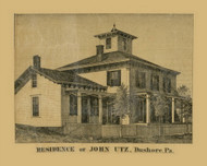 J. Utz Residence, Pennsylvania 1872 Old Town Map Custom Print - Sullivan Co.