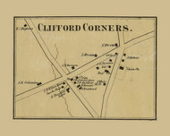 Clifford Corners, Clifford Township, Pennsylvania 1858 Old Town Map Custom Print - Susquehanna Co.