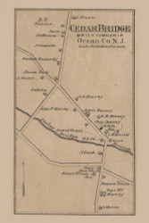 Cedar Bridge Village, Brick - , New Jersey 1872 Old Town Map Custom Print - Ocean Co.