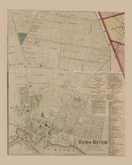 Toms River Village, Dover - , New Jersey 1872 Old Town Map Custom Print - Ocean Co.