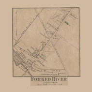 Forked River Village, Lacey - , New Jersey 1872 Old Town Map Custom Print - Ocean Co.