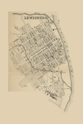 Lewisburg Village, Buffalo Township, Pennsylvania 1856 Old Town Map Custom Print - Union Co.
