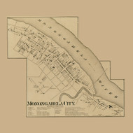 Monongahela City, Carroll Township, Pennsylvania 1861 Old Town Map Custom Print - Washington Co.