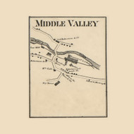 Middle Valley Village, Cherry Ridge Township, Pennsylvania 1860 Old Town Map Custom Print - Wayne Co.