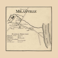 Milanville, Damascus Township, Pennsylvania 1860 Old Town Map Custom Print - Wayne Co.