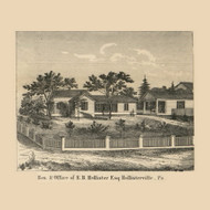 E.B. Hollister Esq Residence and Office, Pennsylvania 1860 Old Town Map Custom Print - Wayne Co.
