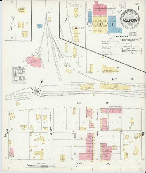 Malvern, Arkansas 1904 Old Map Arkansas Fire Insurance Index OLD MAPS