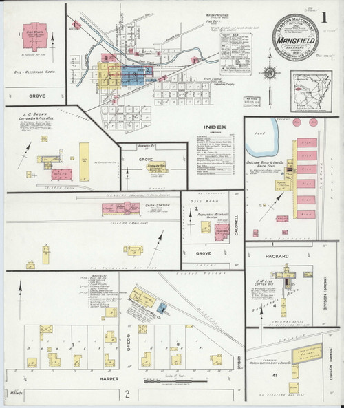 Mansfield, Arkansas 1919 Old Map Arkansas Fire Insurance Index OLD MAPS