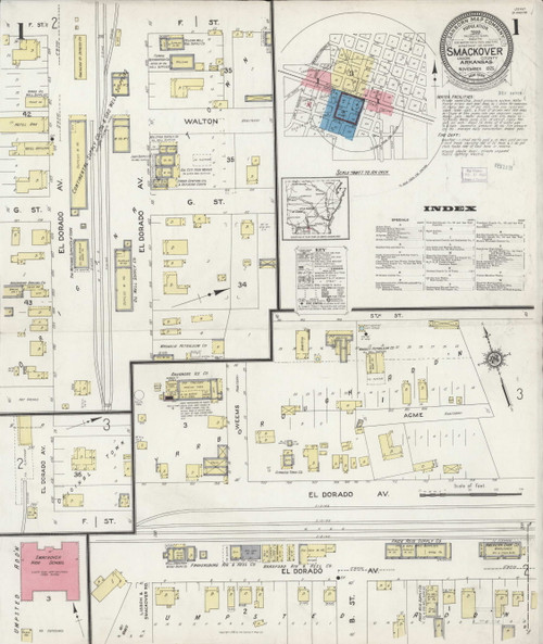 Smackover, Arkansas 1925 Old Map Arkansas Fire Insurance Index OLD MAPS