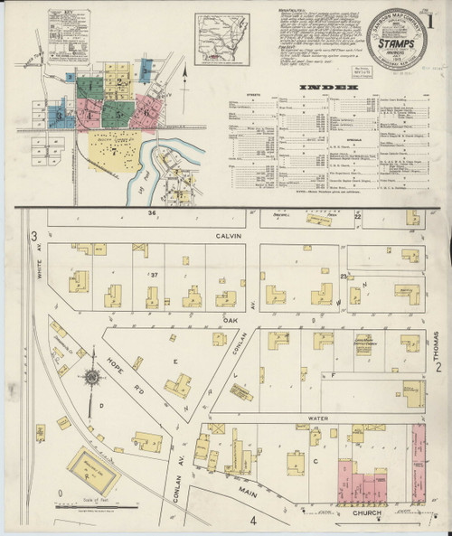 Stamps, Arkansas 1919 Old Map Arkansas Fire Insurance Index OLD MAPS