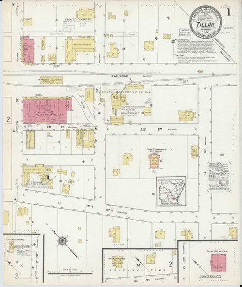 Tillar, Arkansas 1917 Old Map Arkansas Fire Insurance Index OLD MAPS