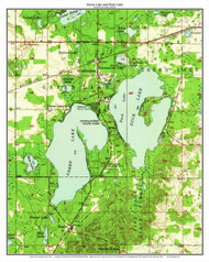 Green Lake and Duck Lake 1956 - Custom USGS Old Topo Map - Michigan 2