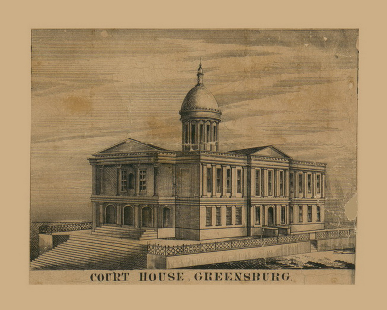 Courthouse in Greensburg, Pennsylvania 1857 Old Town Map Custom Print ...