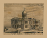 Courthouse in Greensburg, Pennsylvania 1857 Old Town Map Custom Print - Westmoreland Co.