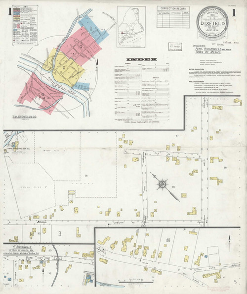 Dixfield, Maine 1934 Old Map Maine Fire Insurance Index OLD MAPS
