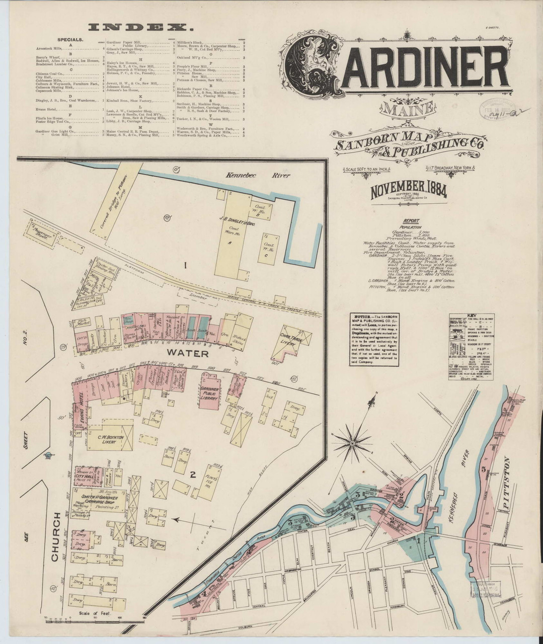 Gardiner, Maine 1884 - Old Map Maine Fire Insurance Index - OLD MAPS