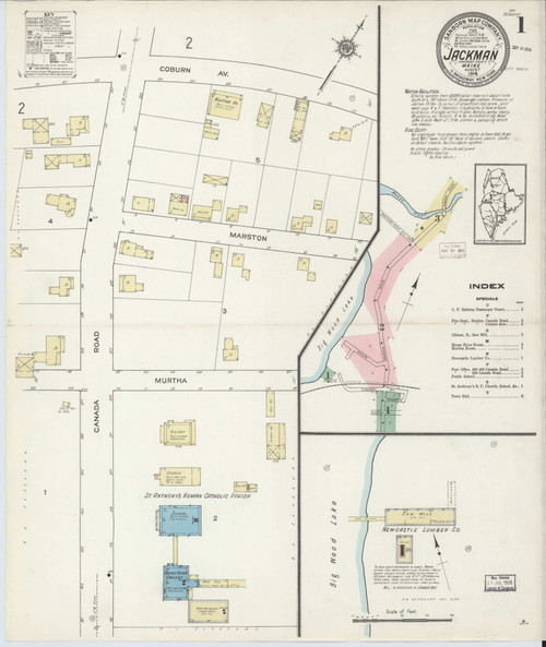 Jackman, Maine 1914 Old Map Maine Fire Insurance Index OLD MAPS