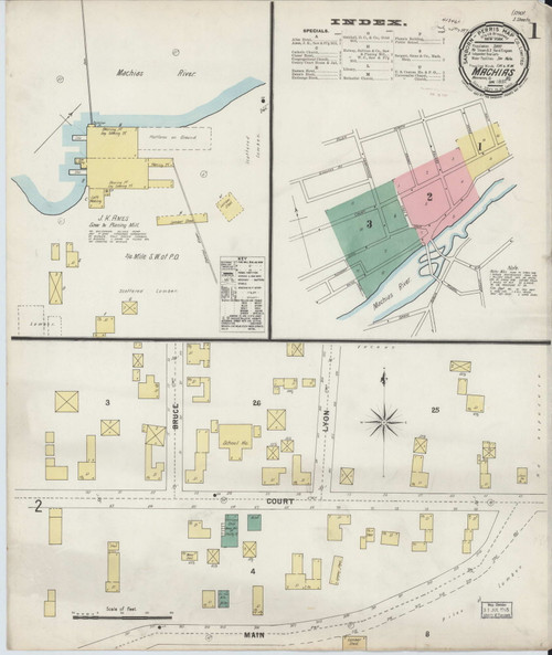 Machias, Maine 1897 Old Map Maine Fire Insurance Index OLD MAPS