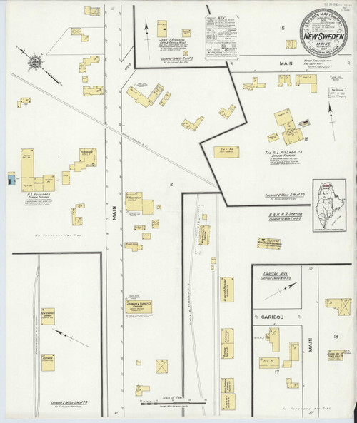 New Sweden, Maine 1917 Old Map Maine Fire Insurance Index OLD MAPS