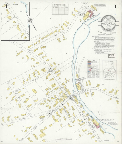 Sangerville, Maine 1936 Old Map Maine Fire Insurance Index OLD MAPS