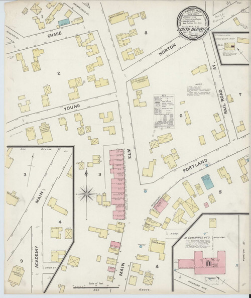 South Berwick, Maine 1891 Old Map Maine Fire Insurance Index OLD MAPS