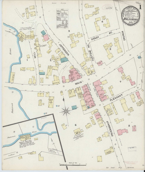 Waldoboro, Maine 1891 Old Map Maine Fire Insurance Index OLD MAPS