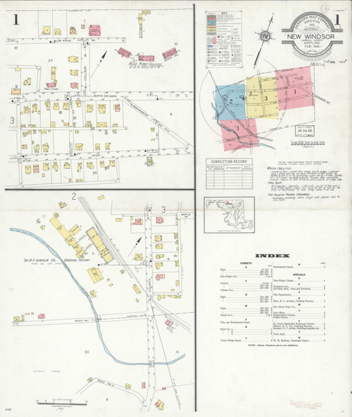 New Windsor, Maryland 1935 Old Map Maryland Fire Insurance Index
