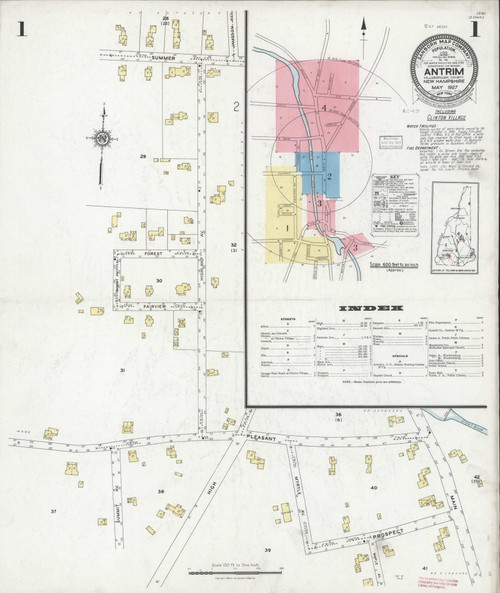 Antrim, New Hampshire 1927 - Old Map New Hampshire Fire Insurance Index ...