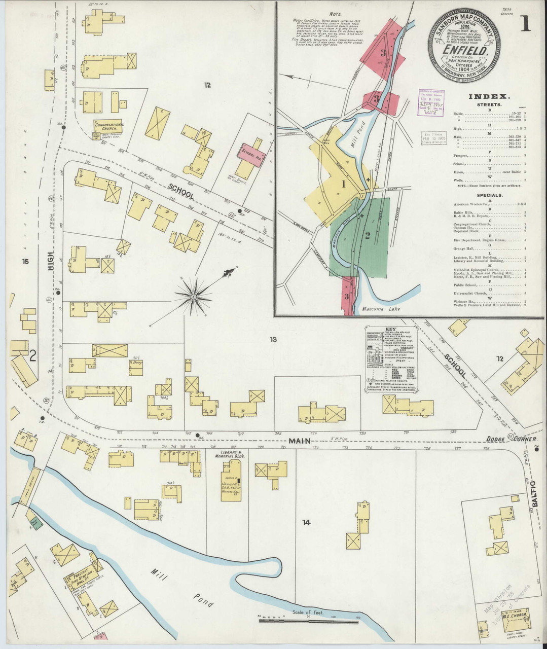 Enfield, New Hampshire 1904 Old Map New Hampshire Fire Insurance Index OLD MAPS
