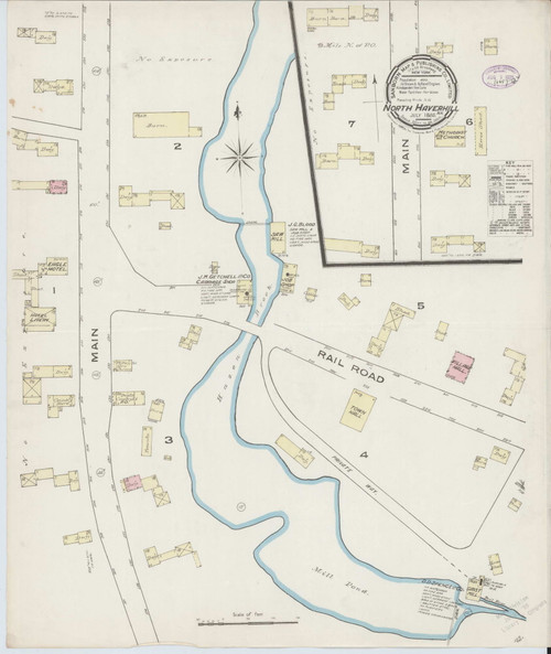North Haverhill, New Hampshire 1885 Old Map New Hampshire Fire