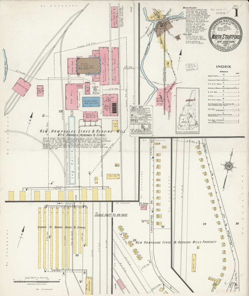 North Stratford, New Hampshire 1921 Old Map New Hampshire Fire