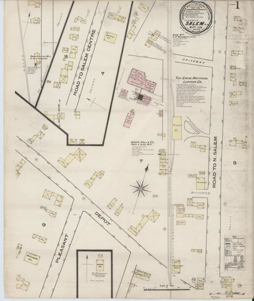 Salem, New Hampshire 1885 Old Map New Hampshire Fire Insurance Index