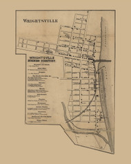 Wrightsville, Hellam Township, Pennsylvania 1860 Old Town Map Custom Print - York Co.