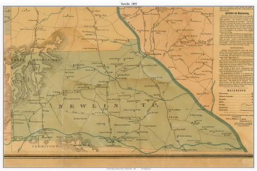 Newlin Township, North Carolina 1893 Old Town Map Custom Print ...