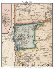 Pawtucket, Massachusetts 1858 Old Town Map Custom Print - Bristol Co.