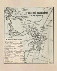 Attleborough Depot Village, Attleborough, Massachusetts 1858 Old Town Map Custom Print - Bristol Co.