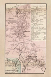North Attleborough Village, Attleborough, Massachusetts 1858 Old Town Map Custom Print - Bristol Co.