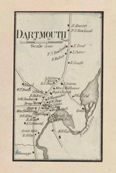 Dartmouth Village, Dartmouth, Massachusetts 1858 Old Town Map Custom Print - Bristol Co.